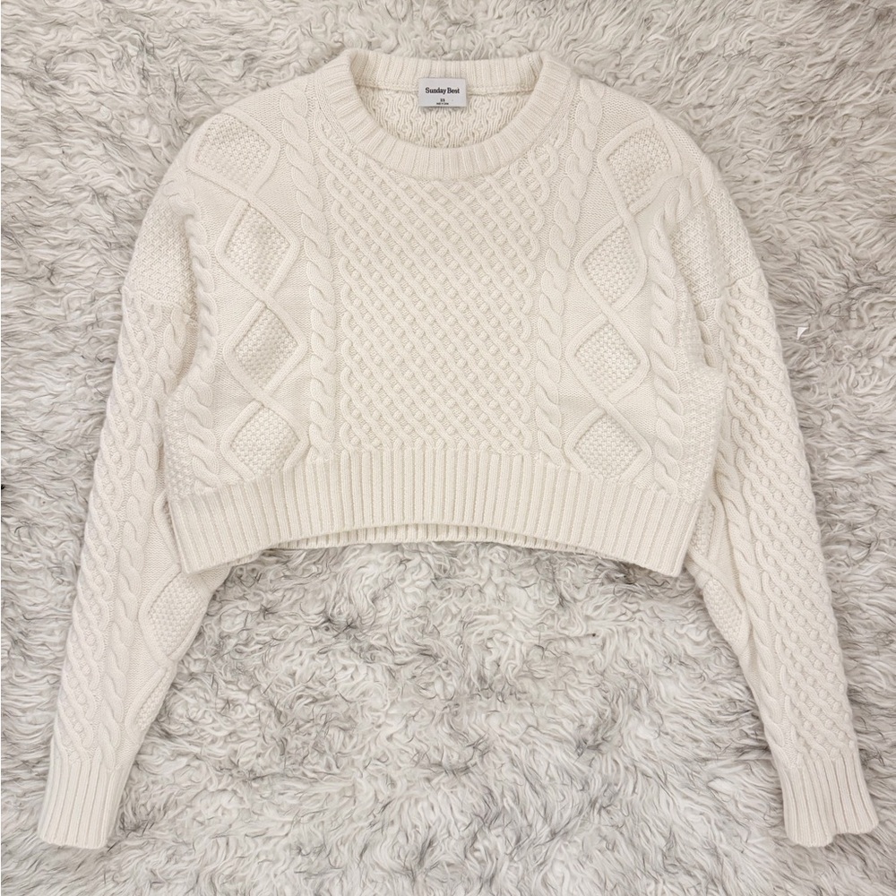 Sunday Best ‘Peggy’ Cropped Sweater - Light Birch